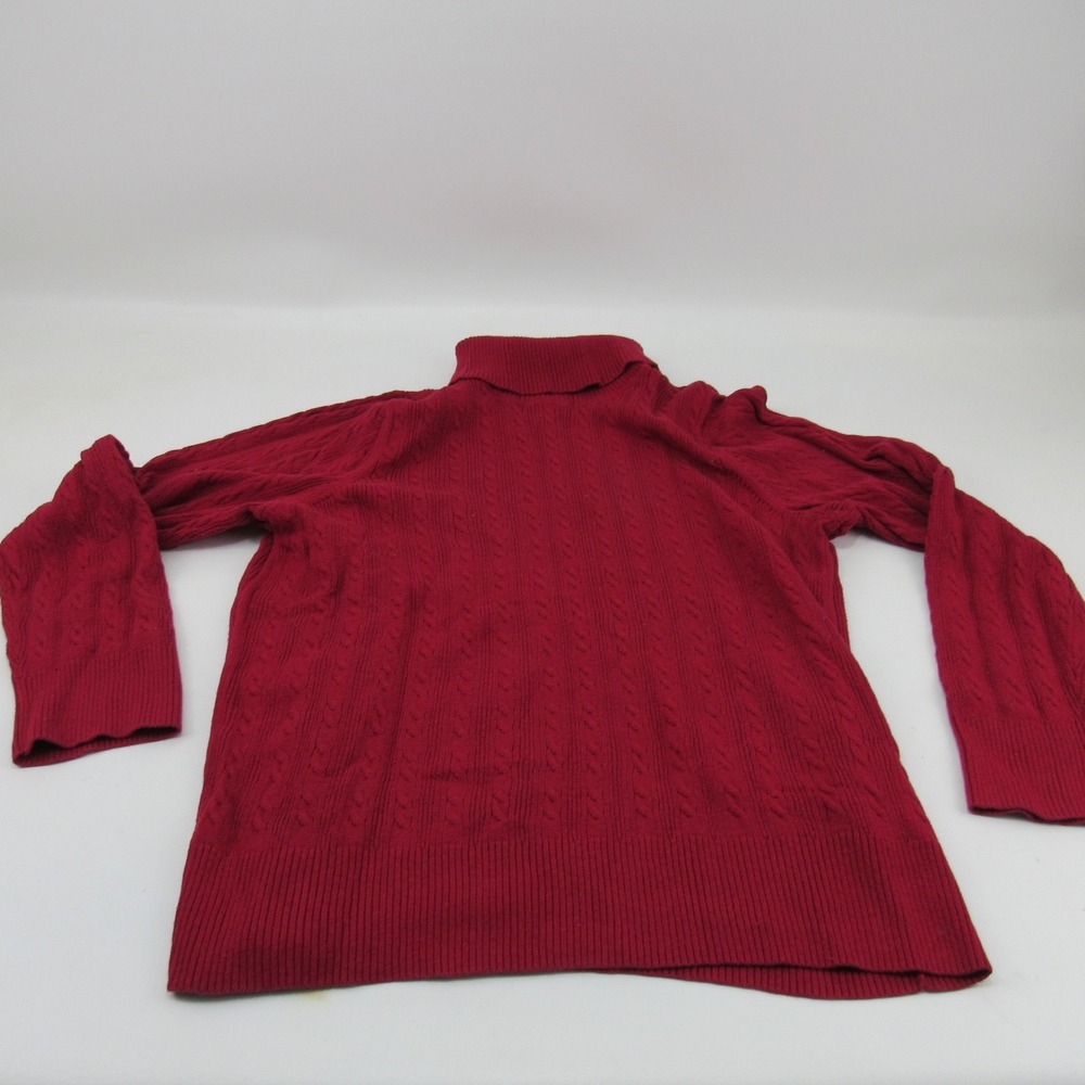 Sonoma Womans Turtleneck Sweater Cable Knit Pullover Cotton Blend 1X Red